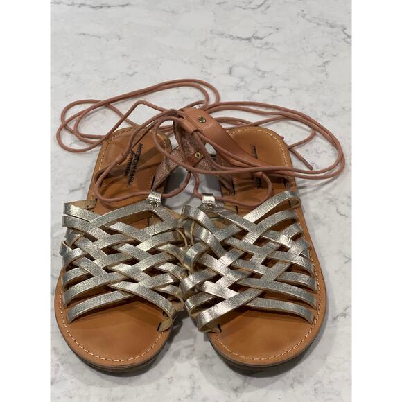 American Eagle Outfitters Womens Gladiator Sandals Size 9 Metallic Gold Open Toe - Picture 1 of 7